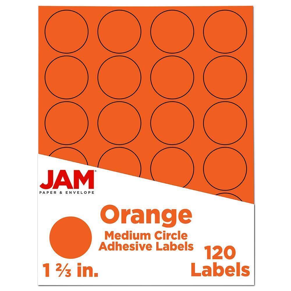 1744 Circle Label Sticker Seals - 1 2/3 Inch Diameter - Orange - 120 Round